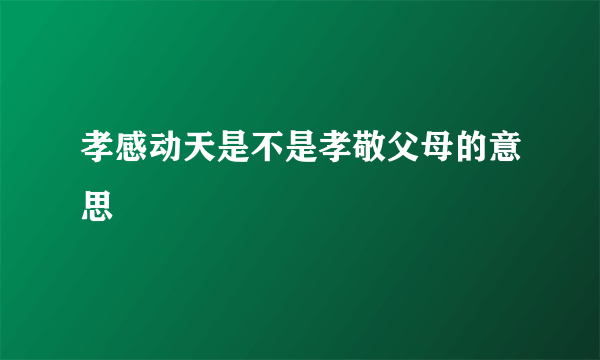 孝感动天是不是孝敬父母的意思