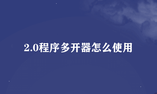 2.0程序多开器怎么使用