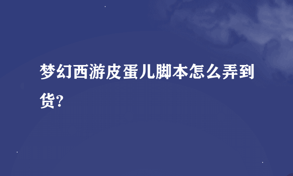 梦幻西游皮蛋儿脚本怎么弄到货?