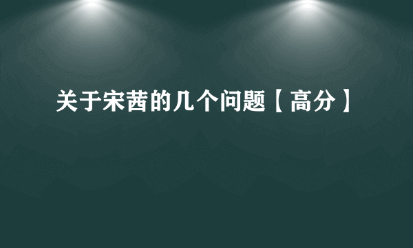 关于宋茜的几个问题【高分】