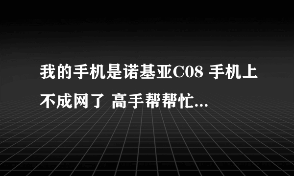 我的手机是诺基亚C08 手机上不成网了 高手帮帮忙 谢谢了