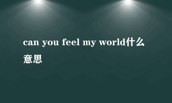 can you feel my world什么意思