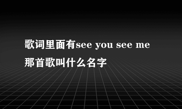 歌词里面有see you see me 那首歌叫什么名字