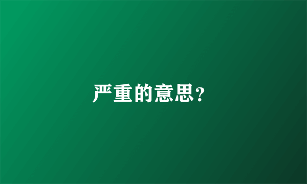 严重的意思？