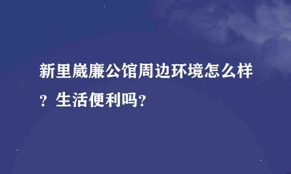 新里崴廉公馆周边环境怎么样？生活便利吗？