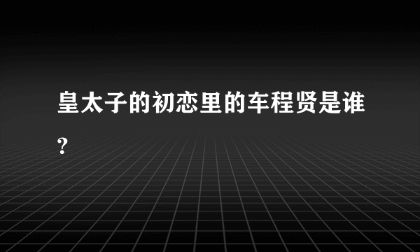 皇太子的初恋里的车程贤是谁？