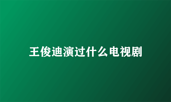 王俊迪演过什么电视剧