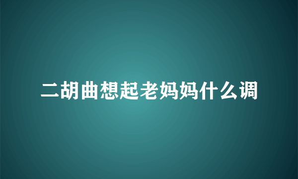 二胡曲想起老妈妈什么调