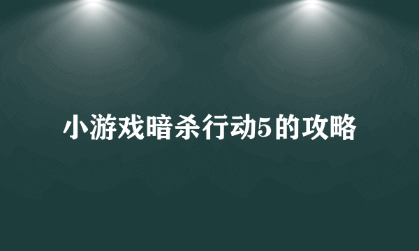 小游戏暗杀行动5的攻略