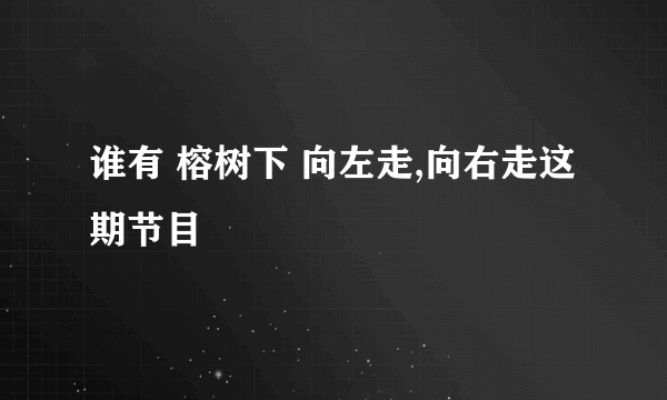 谁有 榕树下 向左走,向右走这期节目