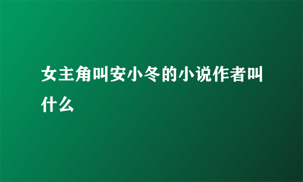 女主角叫安小冬的小说作者叫什么