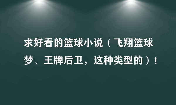 求好看的篮球小说（飞翔篮球梦、王牌后卫，这种类型的）！