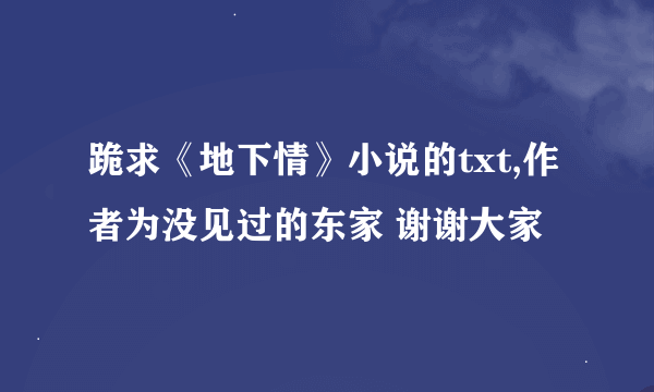 跪求《地下情》小说的txt,作者为没见过的东家 谢谢大家