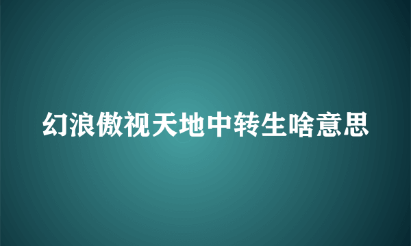 幻浪傲视天地中转生啥意思