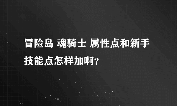 冒险岛 魂骑士 属性点和新手技能点怎样加啊？