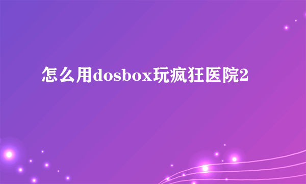 怎么用dosbox玩疯狂医院2