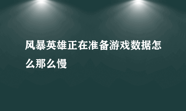 风暴英雄正在准备游戏数据怎么那么慢