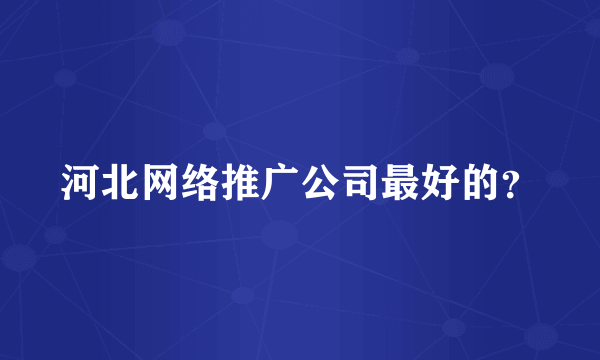 河北网络推广公司最好的？