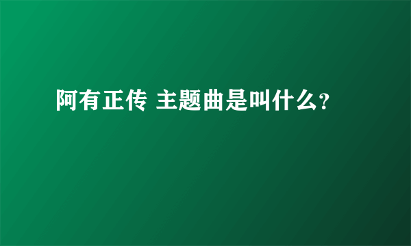 阿有正传 主题曲是叫什么？