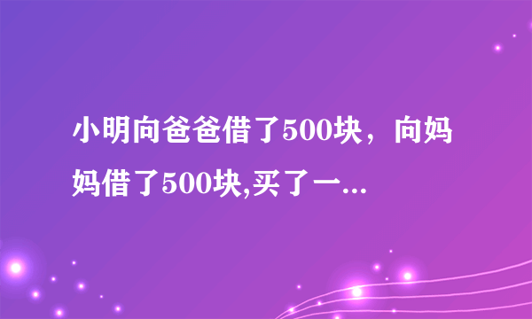 小明向爸爸借了500块，向妈妈借了500块,买了一双鞋花了970块，剩下30块，还了爸爸10块，还了妈妈10块，...