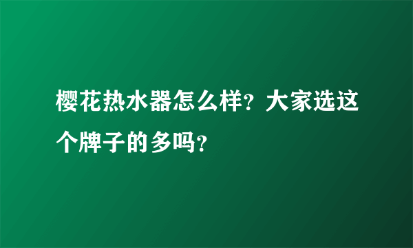 樱花热水器怎么样？大家选这个牌子的多吗？