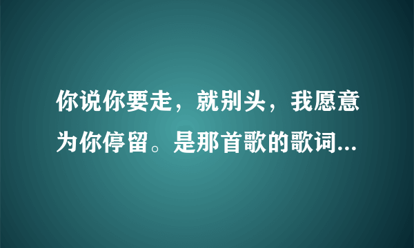 你说你要走，就别头，我愿意为你停留。是那首歌的歌词？哪个电视剧里的歌