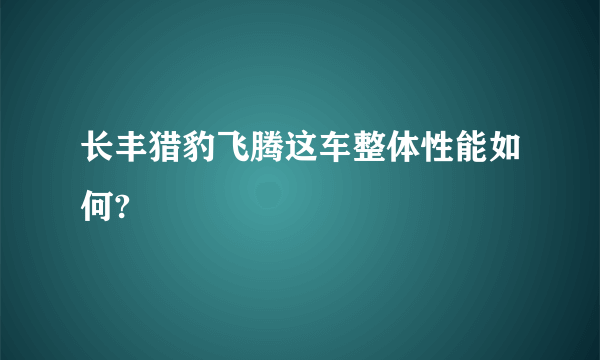 长丰猎豹飞腾这车整体性能如何?