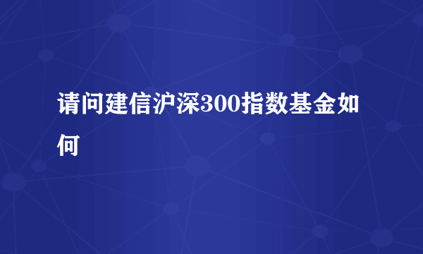 请问建信沪深300指数基金如何