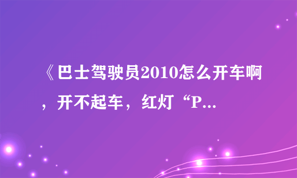 《巴士驾驶员2010怎么开车啊，开不起车，红灯“P”怎么才关