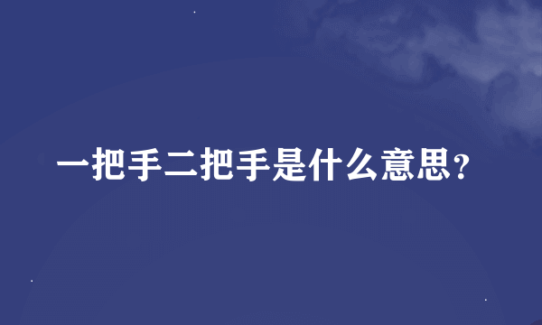 一把手二把手是什么意思？