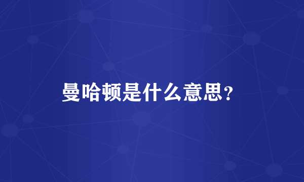 曼哈顿是什么意思？