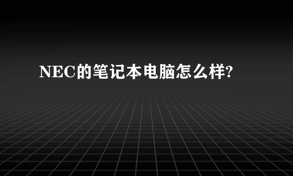 NEC的笔记本电脑怎么样?