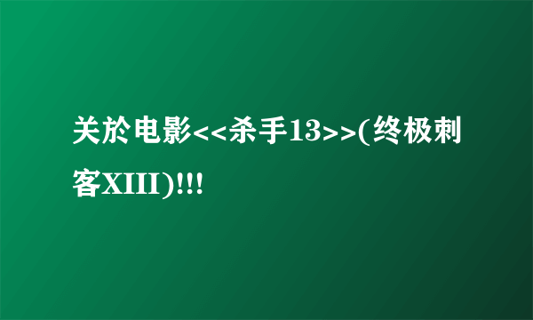 关於电影<<杀手13>>(终极刺客XIII)!!!