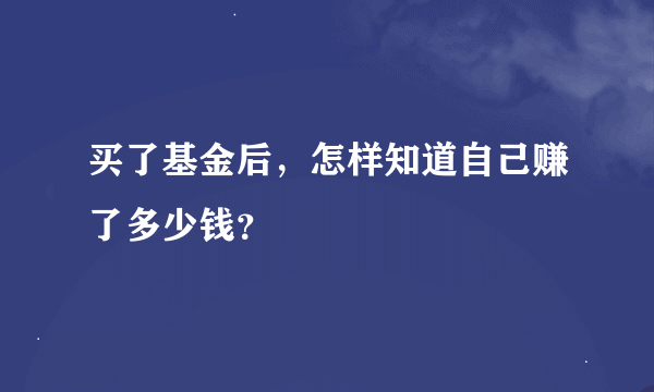 买了基金后，怎样知道自己赚了多少钱？