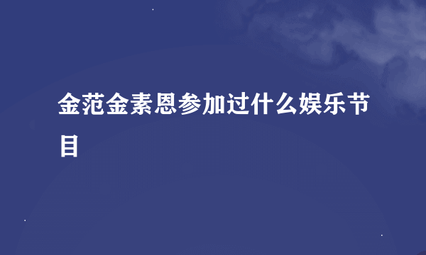 金范金素恩参加过什么娱乐节目