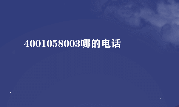 4001058003哪的电话