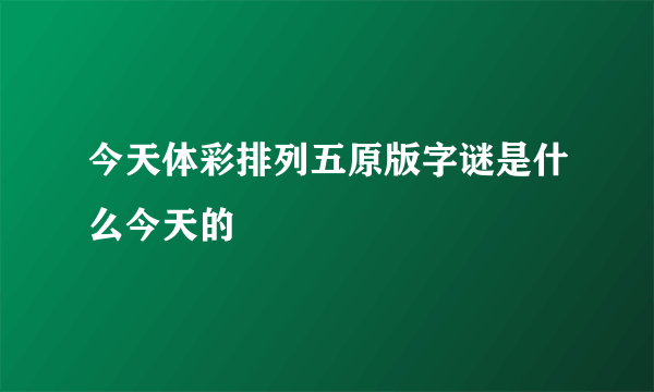 今天体彩排列五原版字谜是什么今天的