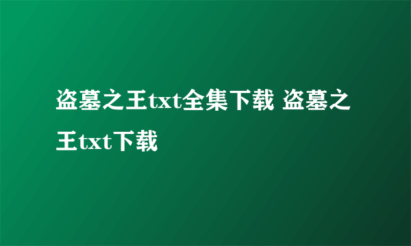 盗墓之王txt全集下载 盗墓之王txt下载