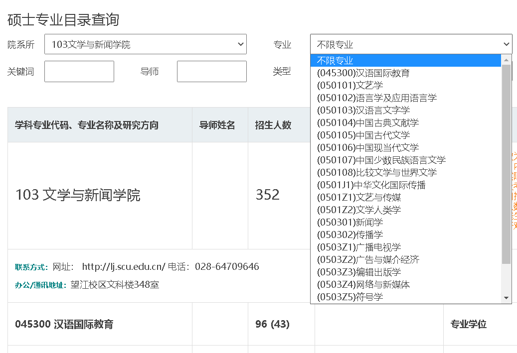 四川大学研究生有哪些专业？