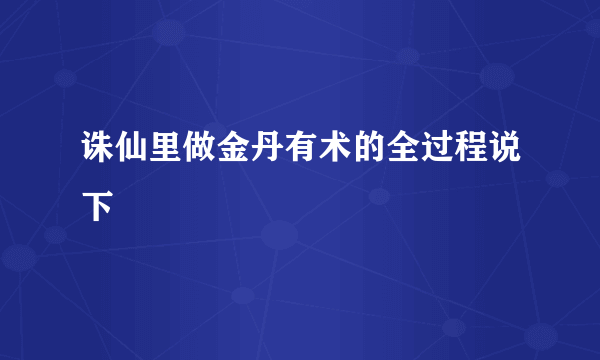 诛仙里做金丹有术的全过程说下