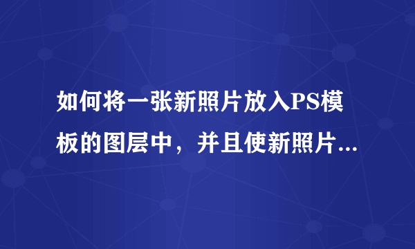 如何将一张新照片放入PS模板的图层中，并且使新照片与图层的大小合适？(有图片)