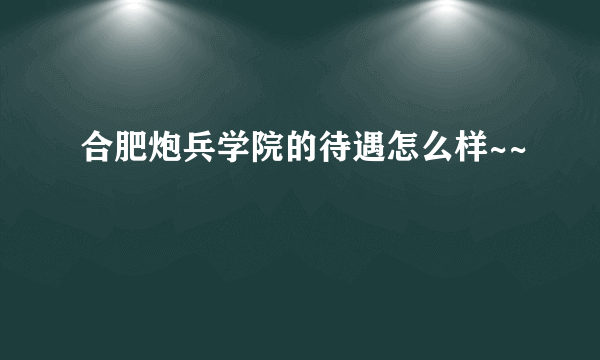 合肥炮兵学院的待遇怎么样~~