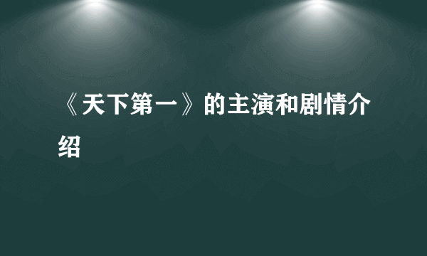 《天下第一》的主演和剧情介绍