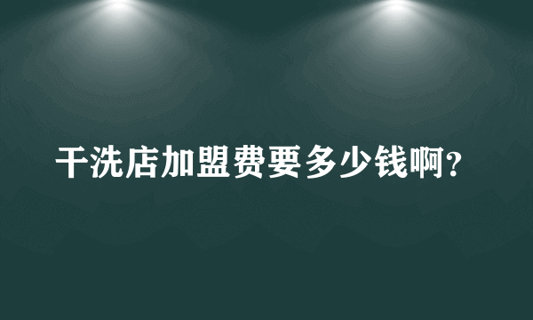 干洗店加盟费要多少钱啊？