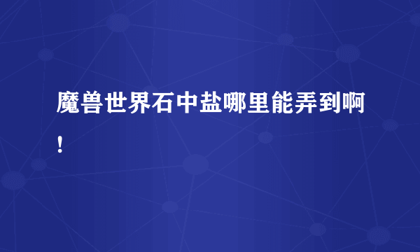 魔兽世界石中盐哪里能弄到啊!