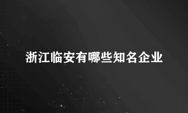 浙江临安有哪些知名企业