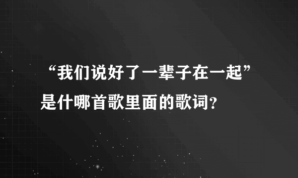 “我们说好了一辈子在一起”是什哪首歌里面的歌词？