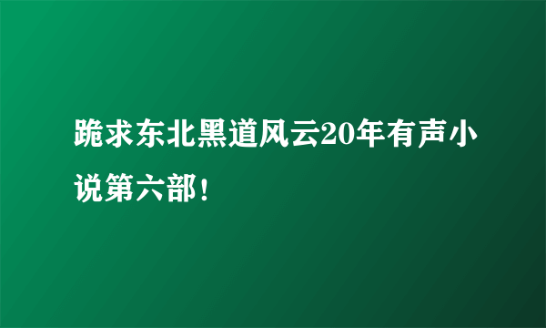 跪求东北黑道风云20年有声小说第六部！