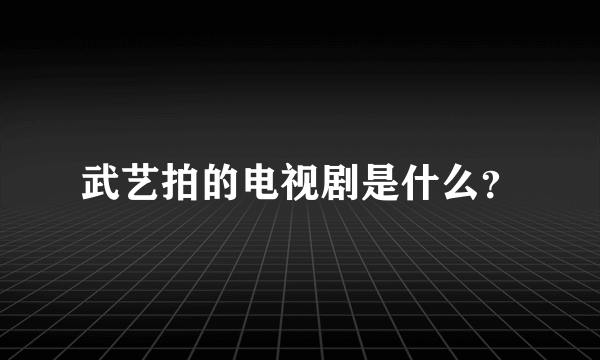 武艺拍的电视剧是什么？