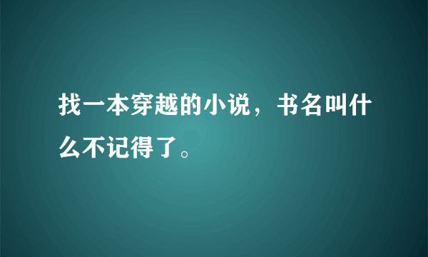 找一本穿越的小说，书名叫什么不记得了。